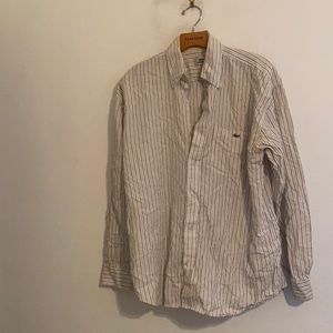 LACOSTE WHITE & BLUE STRIPED BUTTON DOWN SHIRT 38